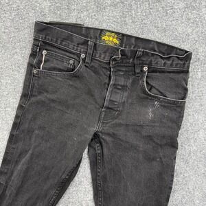 Brave Star Selvage Jeans Size 31 Black 27" Inseam Taper Fit Cotton Flaw Men's